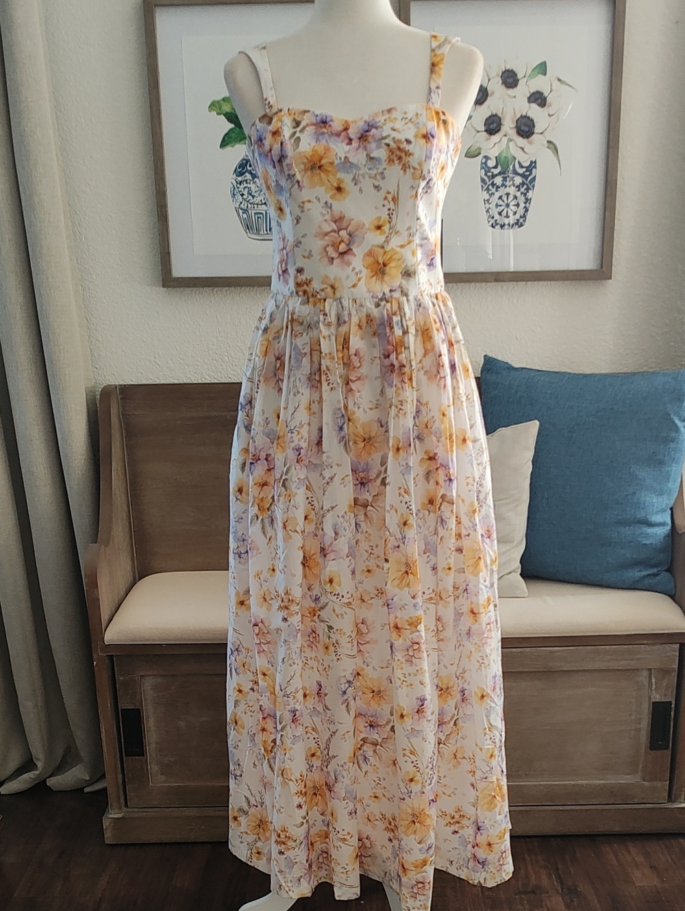 NEW AQUA BLU Lilas Drop Waist Maxi Dress XS